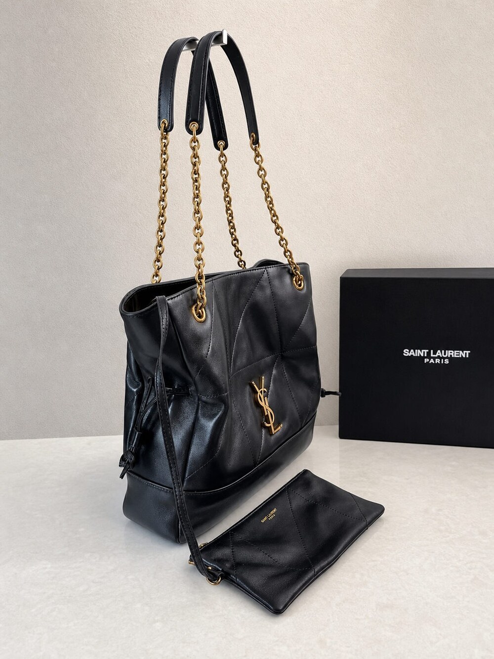 Yves Saint Laurent Jamie Medium Black Quilted Lambskin Tote Bag - Picture 3 of 9